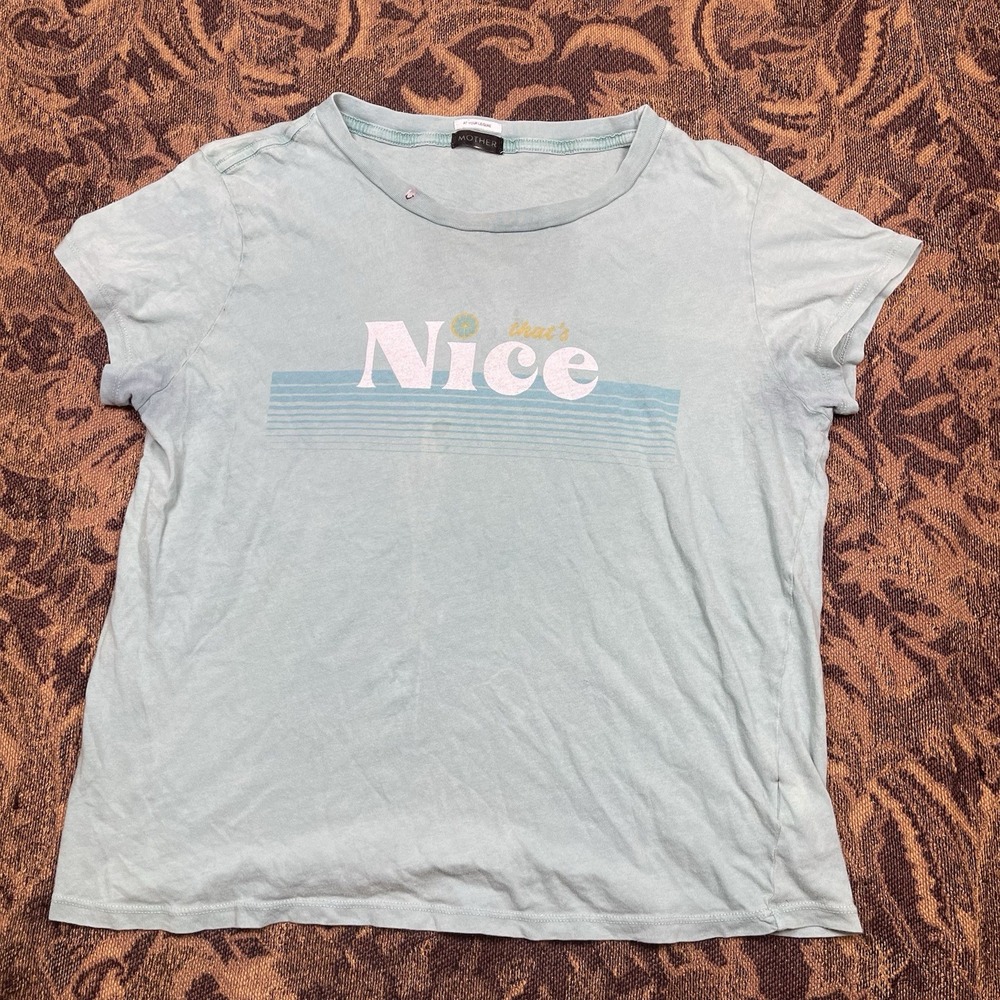 Mother Boxy Goodie Goodie t Shirt Womens Size Large Lagoon Blue That's Nice